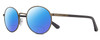 Profile View of REVO RILEY S Designer Polarized Reading Sunglasses with Custom Cut Powered Blue Mirror Lenses in Gun Metal Silver Black Unisex Round Full Rim Stainless Steel 50 mm