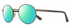 Profile View of REVO RILEY S Designer Polarized Reading Sunglasses with Custom Cut Powered Green Mirror Lenses in Gun Metal Silver Black Unisex Round Full Rim Stainless Steel 50 mm