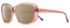 Profile View of REVO SAMMY Designer Polarized Sunglasses with Custom Cut Amber Brown Lenses in Pink Crystal Ladies Cat Eye Full Rim Acetate 56 mm