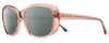 Profile View of REVO SAMMY Designer Polarized Reading Sunglasses with Custom Cut Powered Smoke Grey Lenses in Pink Crystal Ladies Cat Eye Full Rim Acetate 56 mm