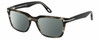 Profile View of Tom Ford CALIBER FT5304-093 Designer Polarized Sunglasses with Custom Cut Smoke Grey Lenses in Black Grey Clear Crystal Striped Unisex Square Full Rim Acetate 54 mm