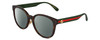 Profile View of Gucci GG0854SK Designer Polarized Reading Sunglasses with Custom Cut Powered Smoke Grey Lenses in Shiny Dark Havana Tortoise Green Red Gold Ladies Panthos Full Rim Acetate 56 mm