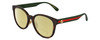 Profile View of Gucci GG0854SK Designer Polarized Reading Sunglasses with Custom Cut Powered Sun Flower Yellow Lenses in Shiny Dark Havana Tortoise Green Red Gold Ladies Panthos Full Rim Acetate 56 mm