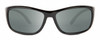 Profile View of Reptile Whiptail Designer Polarized Reading Sunglasses with Custom Cut Powered Smoke Grey Lenses in Gloss Black Unisex Cat Eye Full Rim Acetate 64 mm