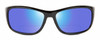 Profile View of Reptile Whiptail Designer Polarized Reading Sunglasses with Custom Cut Powered Blue Mirror Lenses in Gloss Black Unisex Cat Eye Full Rim Acetate 64 mm