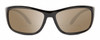 Profile View of Reptile Whiptail Designer Polarized Reading Sunglasses with Custom Cut Powered Amber Brown Lenses in Gloss Black Unisex Cat Eye Full Rim Acetate 64 mm