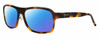 Profile View of Reptile Hawksbill Designer Polarized Reading Sunglasses with Custom Cut Powered Blue Mirror Lenses in Matte Tortoise Havana Unisex Rectangular Full Rim Acetate 58 mm