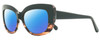 Profile View of Reptile Liana Designer Polarized Reading Sunglasses with Custom Cut Powered Blue Mirror Lenses in Black Tortoise Havana Ladies Butterfly Full Rim Acetate 55 mm