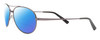 Profile View of Reptile Madagascar Designer Polarized Reading Sunglasses with Custom Cut Powered Blue Mirror Lenses in Dark Gray Unisex Pilot Full Rim Titanium 59 mm