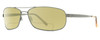 Profile View of Reptile Pecos Designer Polarized Reading Sunglasses with Custom Cut Powered Sun Flower Yellow Lenses in Dark Gun Metal Silver Mens Pilot Full Rim Metal 67 mm