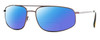 Profile View of Reptile Rattler Designer Polarized Reading Sunglasses with Custom Cut Powered Blue Mirror Lenses in Espresso Dark Brown Unisex Pilot Full Rim Metal 62 mm