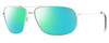 Profile View of Reptile Terrapin Designer Polarized Reading Sunglasses with Custom Cut Powered Green Mirror Lenses in Chrome Silver Unisex Pilot Full Rim Metal 62 mm