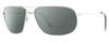 Profile View of Reptile Terrapin Designer Polarized Reading Sunglasses with Custom Cut Powered Smoke Grey Lenses in Chrome Silver Unisex Pilot Full Rim Metal 62 mm