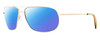 Profile View of Reptile Terrapin Designer Polarized Reading Sunglasses with Custom Cut Powered Blue Mirror Lenses in Gold Plated Unisex Pilot Full Rim Metal 62 mm