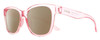 Profile View of Smith Optics Caper-35J Designer Polarized Sunglasses with Custom Cut Amber Brown Lenses in Crystal Blush Pink Ladies Panthos Full Rim Acetate 53 mm