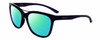 Profile View of Smith Optics Cavalier-141 Designer Polarized Reading Sunglasses with Custom Cut Powered Green Mirror Lenses in Indigo Purple Crystal Silver Ladies Cat Eye Full Rim Acetate 55 mm