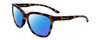 Profile View of Smith Optics Cavalier-MMH/G0 Designer Polarized Reading Sunglasses with Custom Cut Powered Blue Mirror Lenses in Violet Purple Beige Tortoise Havana Gold Ladies Cat Eye Full Rim Acetate 55 mm