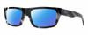 Profile View of Smith Optics Crossfade-TCB Designer Polarized Reading Sunglasses with Custom Cut Powered Blue Mirror Lenses in Black White Grey Zebra Tortoise Ladies Rectangular Full Rim Acetate 55 mm