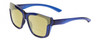 Profile View of Smith Optics Dreamline-OXZ Designer Polarized Reading Sunglasses with Custom Cut Powered Sun Flower Yellow Lenses in Crystal Sapphire Blue Ladies Cat Eye Full Rim Acetate 62 mm