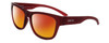 Profile View of Smith Optics Ember-LPA Designer Polarized Sunglasses with Custom Cut Red Mirror Lenses in Matte Crystal Maroon Red Unisex Cat Eye Full Rim Acetate 56 mm