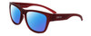 Profile View of Smith Optics Ember-LPA Designer Polarized Sunglasses with Custom Cut Blue Mirror Lenses in Matte Crystal Maroon Red Unisex Cat Eye Full Rim Acetate 56 mm