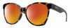 Profile View of Smith Optics Fairground-086 Designer Polarized Sunglasses with Custom Cut Red Mirror Lenses in Dark Tortoise Havana Brown Amber Ladies Round Full Rim Acetate 55 mm