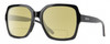 Profile View of Smith Optics Flare-807 Designer Polarized Reading Sunglasses with Custom Cut Powered Sun Flower Yellow Lenses in Gloss Black Ladies Square Full Rim Acetate 57 mm