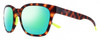 Profile View of Smith Optics Founder-A84 Designer Polarized Reading Sunglasses with Custom Cut Powered Green Mirror Lenses in Matte Tortoise Havana Neon Yellow Unisex Panthos Full Rim Acetate 55 mm