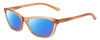 Profile View of Smith Optics Getaway-IMM Designer Polarized Sunglasses with Custom Cut Blue Mirror Lenses in Crystal Tobacco Brown Ladies Cat Eye Full Rim Acetate 56 mm