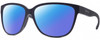 Profile View of Smith Optics Monterey-1JZ Designer Polarized Sunglasses with Custom Cut Blue Mirror Lenses in Matte Midnight Navy Blue Unisex Panthos Full Rim Acetate 58 mm