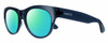 Profile View of Smith Optics Sophisticate-OXZ/TE Designer Polarized Reading Sunglasses with Custom Cut Powered Green Mirror Lenses in Crystal Denim Blue Ladies Round Full Rim Acetate 54 mm