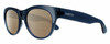 Profile View of Smith Optics Sophisticate-OXZ/TE Designer Polarized Reading Sunglasses with Custom Cut Powered Amber Brown Lenses in Crystal Denim Blue Ladies Round Full Rim Acetate 54 mm