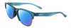 Profile View of Smith Optics Haywire-1ED Designer Polarized Reading Sunglasses with Custom Cut Powered Blue Mirror Lenses in Crystal Stone Green Blue Silver Unisex Panthos Semi-Rimless Acetate 55 mm
