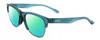 Profile View of Smith Optics Haywire-1ED Designer Polarized Reading Sunglasses with Custom Cut Powered Green Mirror Lenses in Crystal Stone Green Blue Silver Unisex Panthos Semi-Rimless Acetate 55 mm