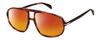Profile View of David Beckham DB1000S Designer Polarized Sunglasses with Custom Cut Red Mirror Lenses in Red Brown Havana Tortoise Unisex Pilot Full Rim Acetate 59 mm