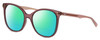 Profile View of Levi's Timeless LV5009S Designer Polarized Reading Sunglasses with Custom Cut Powered Green Mirror Lenses in Pink Crystal Ladies Cat Eye Full Rim Acetate 56 mm