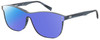 Profile View of Levi's Timeless LV5013CS Designer Polarized Sunglasses with Custom Cut Blue Mirror Lenses in Crystal Blue Horn Marble Unisex Panthos Full Rim Acetate 53 mm