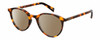 Profile View of Levi's Seasonal LV1005 Designer Polarized Sunglasses with Custom Cut Amber Brown Lenses in Havana Tortoise Brown Gold Ladies Round Full Rim Acetate 50 mm