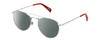 Profile View of Levi's Seasonal LV1006 Designer Polarized Sunglasses with Custom Cut Smoke Grey Lenses in Palladium Silver Red Unisex Pilot Full Rim Stainless Steel 52 mm