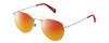 Profile View of Levi's Seasonal LV1006 Designer Polarized Sunglasses with Custom Cut Red Mirror Lenses in Palladium Silver Red Unisex Pilot Full Rim Stainless Steel 52 mm