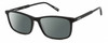 Profile View of Levi's Seasonal LV1018 Designer Polarized Sunglasses with Custom Cut Smoke Grey Lenses in Gloss Black Unisex Rectangular Full Rim Acetate 55 mm