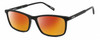 Profile View of Levi's Seasonal LV1018 Designer Polarized Sunglasses with Custom Cut Red Mirror Lenses in Gloss Black Unisex Rectangular Full Rim Acetate 55 mm