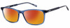 Profile View of Levi's Seasonal LV1018 Designer Polarized Sunglasses with Custom Cut Red Mirror Lenses in Crystal Blue Unisex Rectangular Full Rim Acetate 55 mm