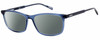 Profile View of Levi's Seasonal LV1018 Designer Polarized Sunglasses with Custom Cut Smoke Grey Lenses in Crystal Blue Unisex Rectangular Full Rim Acetate 55 mm