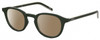 Profile View of Levi's Seasonal LV1029 Designer Polarized Sunglasses with Custom Cut Amber Brown Lenses in Army Green Grey Unisex Panthos Full Rim Acetate 48 mm