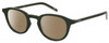Profile View of Levi's Seasonal LV1029 Designer Polarized Reading Sunglasses with Custom Cut Powered Amber Brown Lenses in Army Green Grey Unisex Panthos Full Rim Acetate 48 mm
