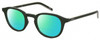 Profile View of Levi's Seasonal LV1029 Designer Polarized Reading Sunglasses with Custom Cut Powered Green Mirror Lenses in Army Green Grey Unisex Panthos Full Rim Acetate 48 mm