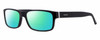 Profile View of Carrera CA6180 Designer Polarized Reading Sunglasses with Custom Cut Powered Green Mirror Lenses in Matte Black White Unisex Square Full Rim Acetate 55 mm