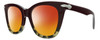 Profile View of Rag&Bone 1029 Designer Polarized Sunglasses with Custom Cut Red Mirror Lenses in Burgundy Red Havana Tortoise Silver Ladies Cat Eye Full Rim Acetate 52 mm