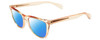 Profile View of Rag&Bone 1051 Designer Polarized Sunglasses with Custom Cut Blue Mirror Lenses in Crystal Peach Orange Ladies Panthos Full Rim Acetate 53 mm